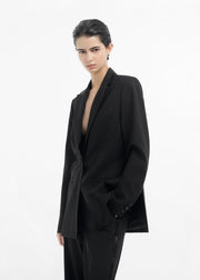 Tuxedo Jacket in Wool and Silk - Black - CO Collections